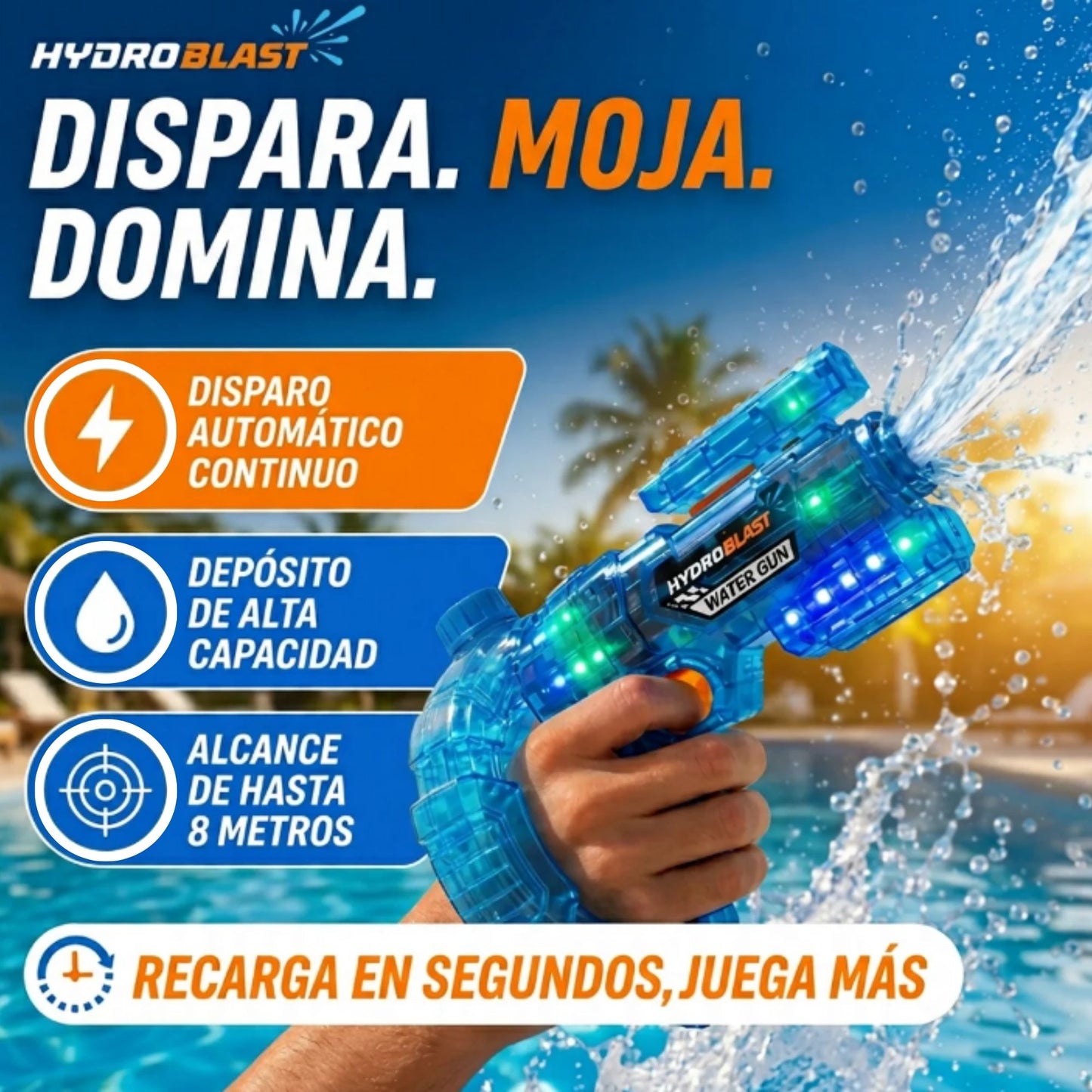 Pistola de Agua Automática LED